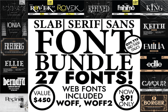 Slab, Serif and Sans Serif Font Bundle